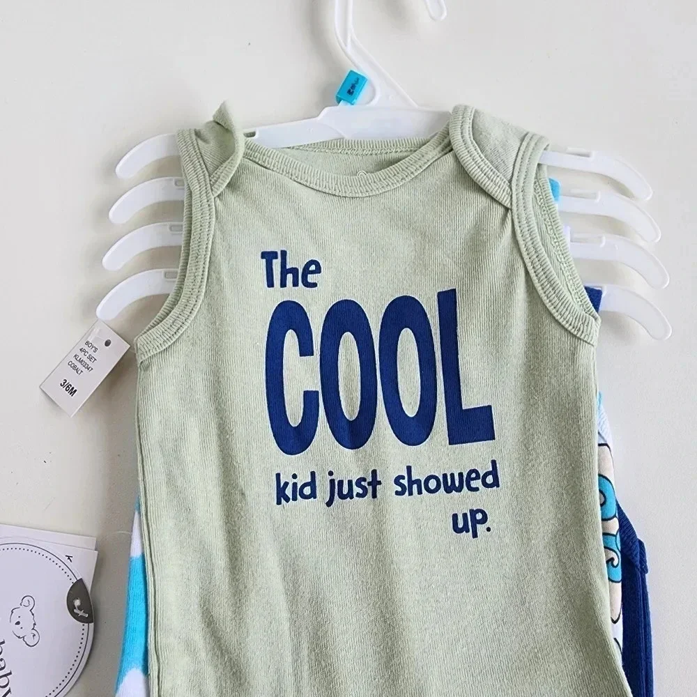 NWT Pack of 4 KOALA BABY Baby Boys NB Sleeveless Bodysuits Living On Beach Time